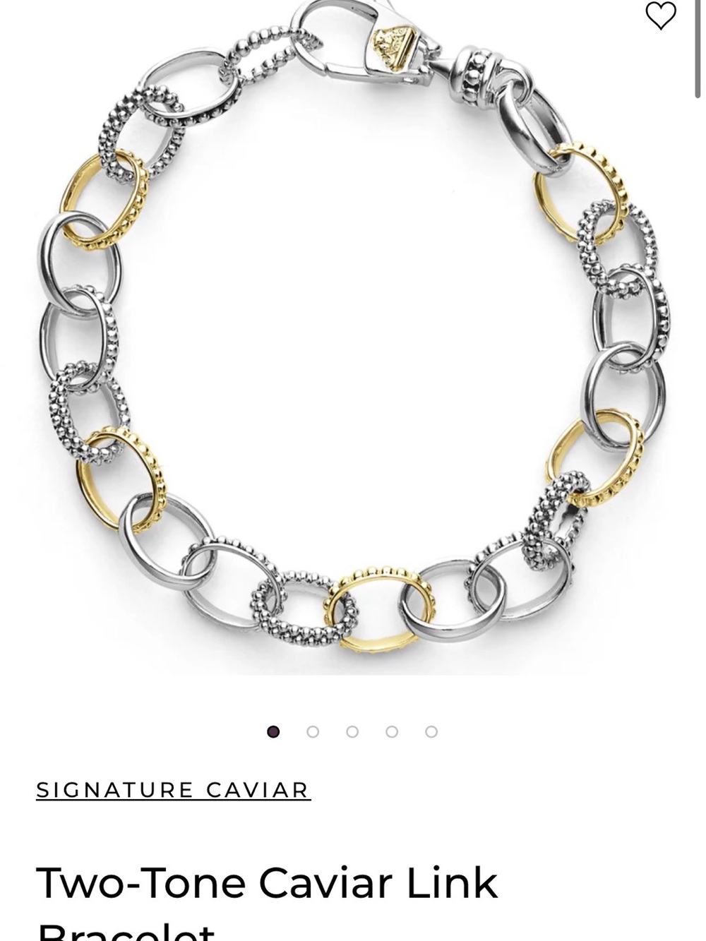New Designer LAGOS caviar Two-Tone Link Bracelet in Silver & 18k Gold $3400 - Picture 3 of 8